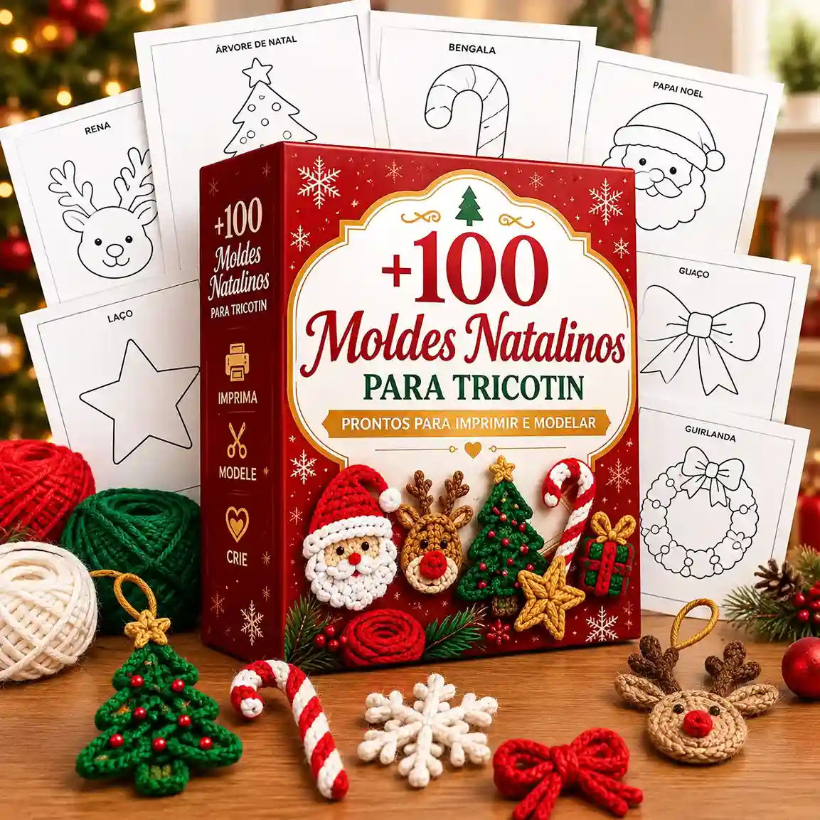 Pacote básico — +100 Moldes Natalinos para Tricotin